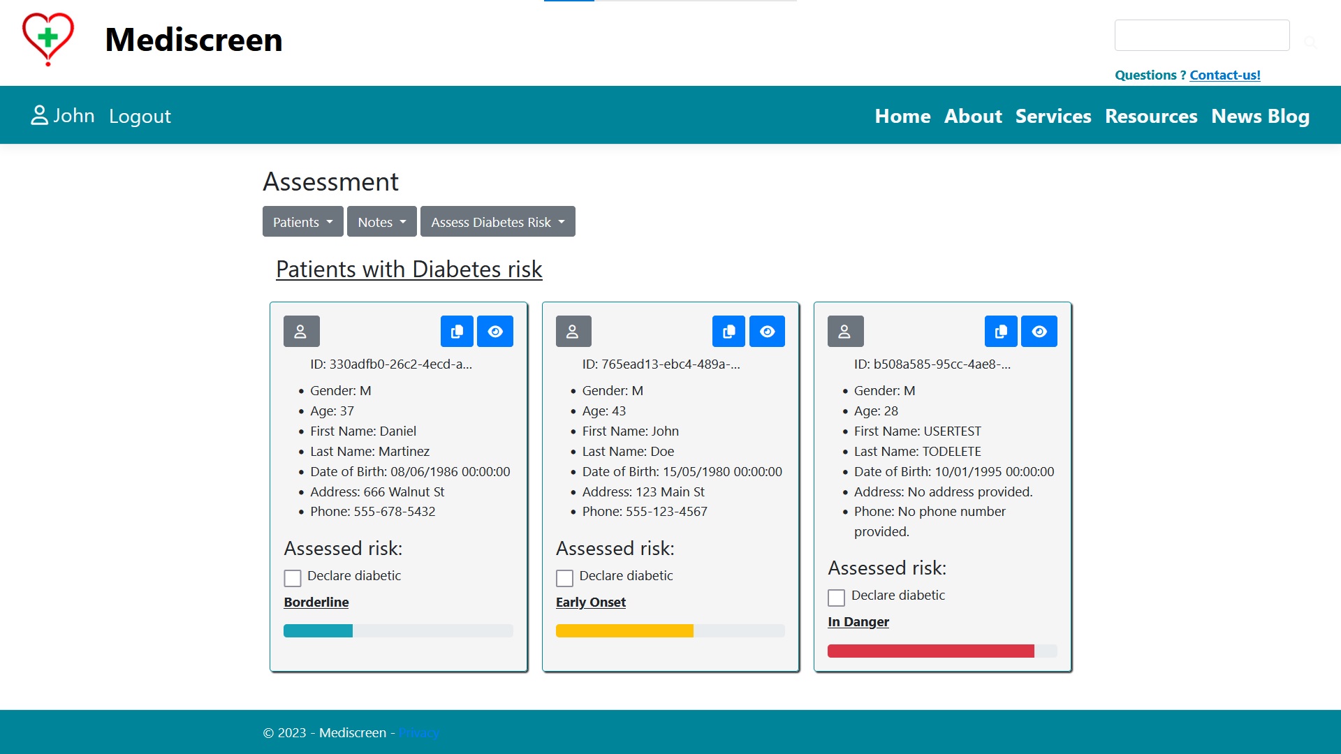 Image of the link to the project MediScreenApp