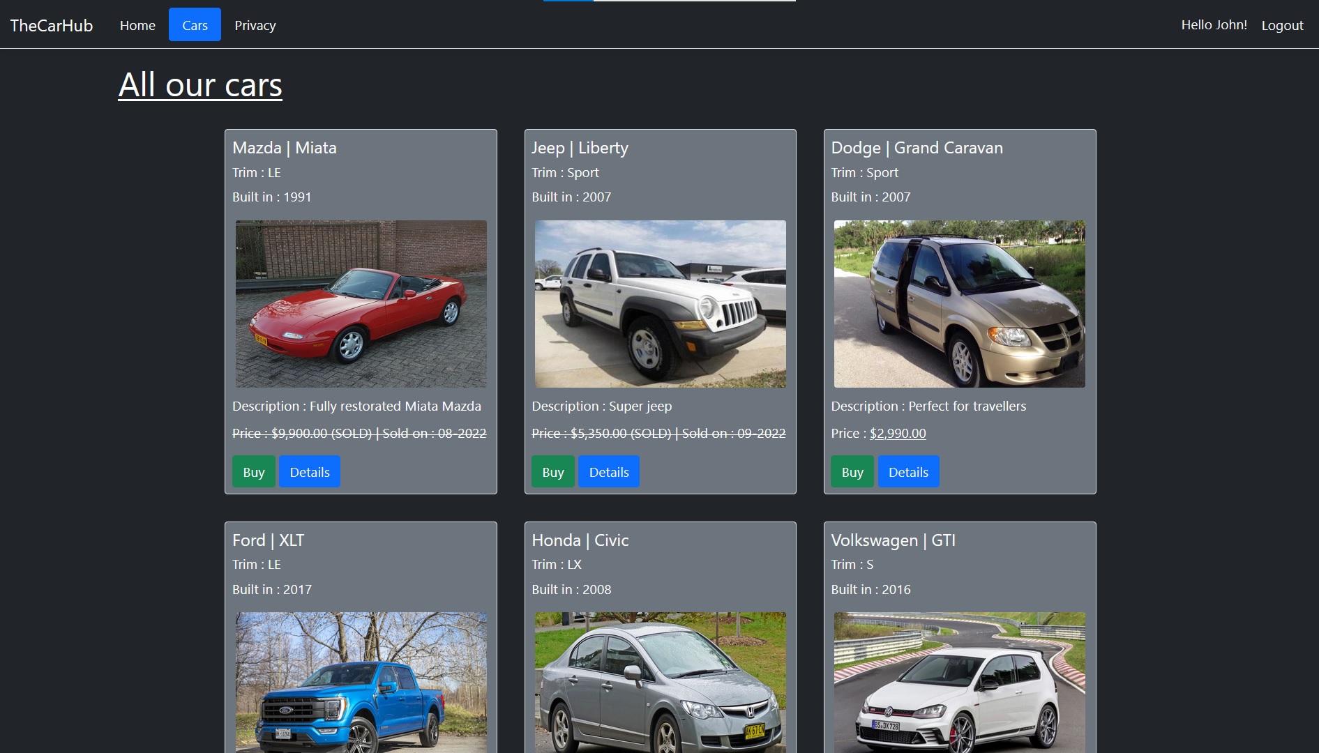 Image of the link to the project TheCarHub